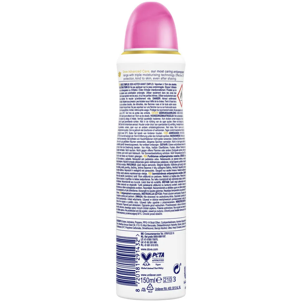 6x Dove Deodorant Spray Advanced Care Beauty Finish 150 ml