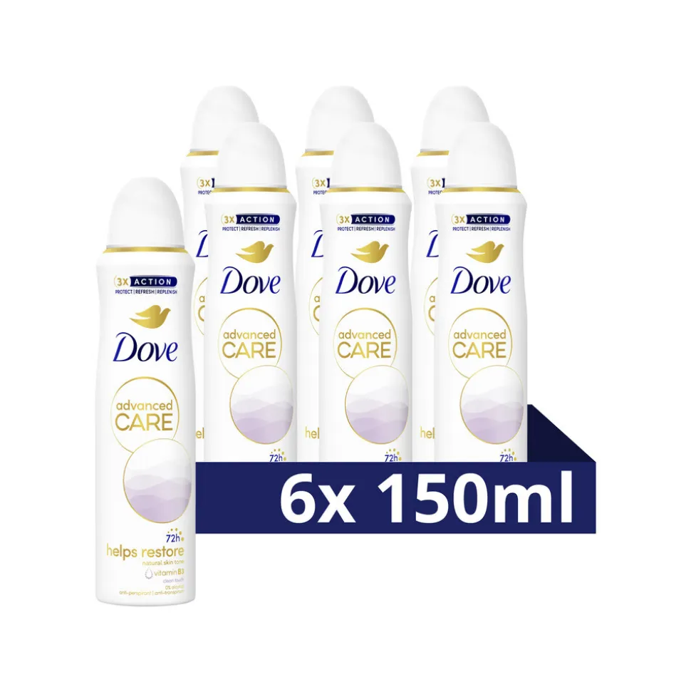 6x Dove Deodorant Spray Advanced Care Clean Touch 150 ml