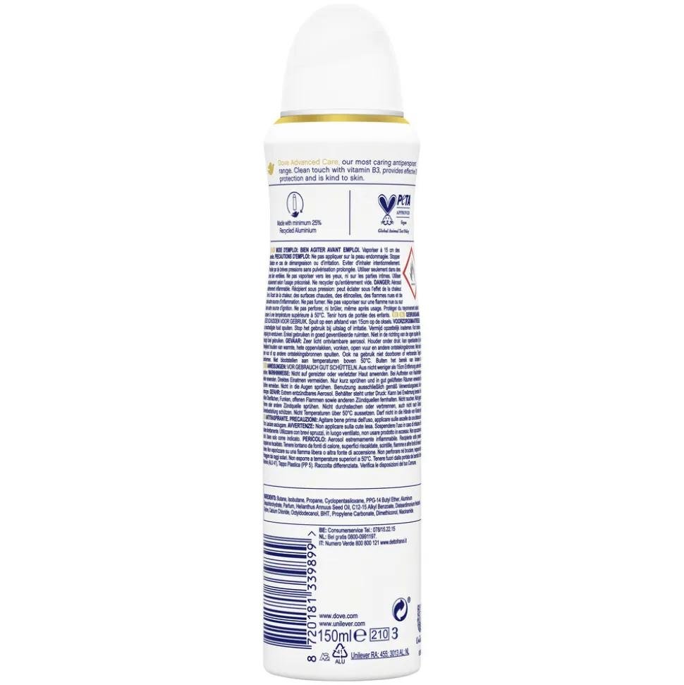 6x Dove Deodorant Spray Advanced Care Clean Touch 150 ml