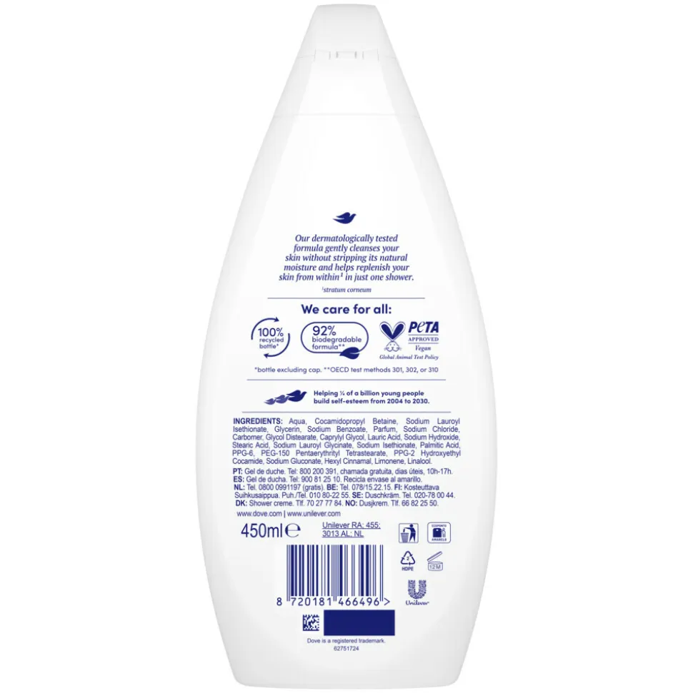 6x Dove Douchecrème Hydrate 450 ml