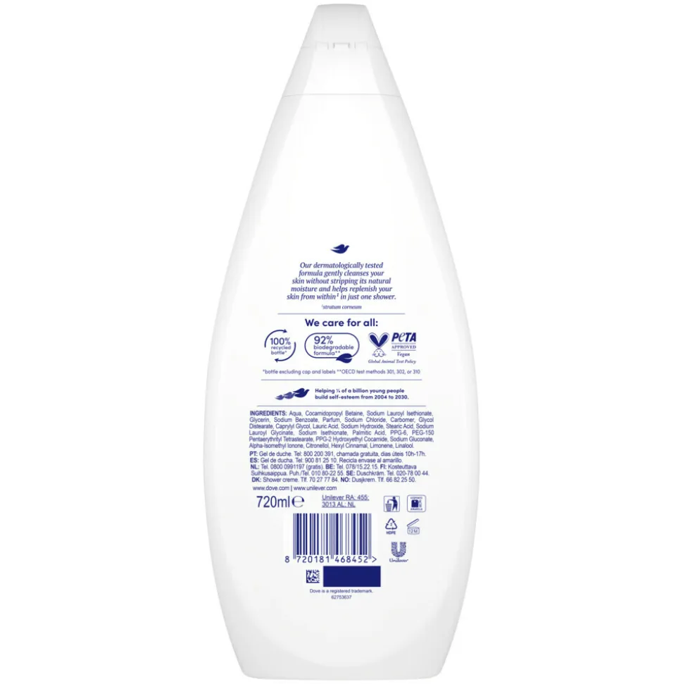 6x Dove Douchecrème Silky Velvet 720 ml