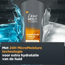 6x Dove Douchegel Men+ Care Sandalwood & Vanilla 250 ml