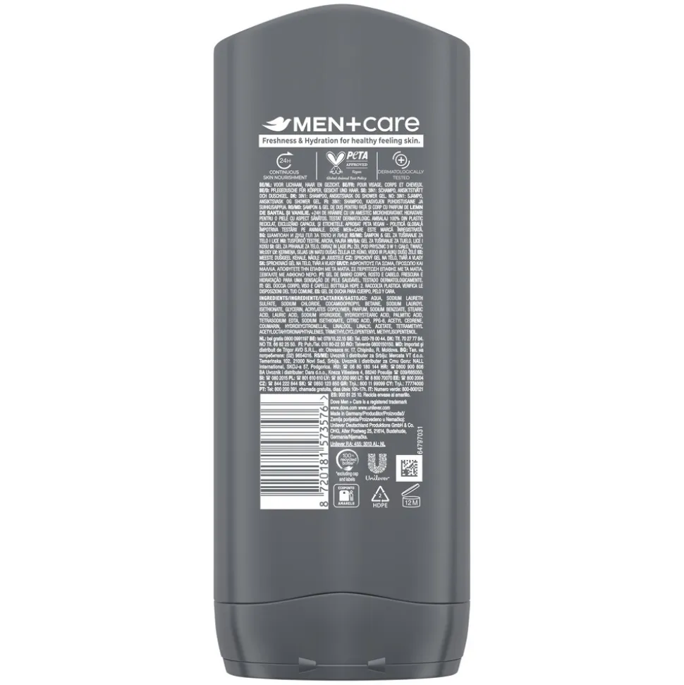 6x Dove Douchegel Men+ Care Sandalwood & Vanilla 400 ml