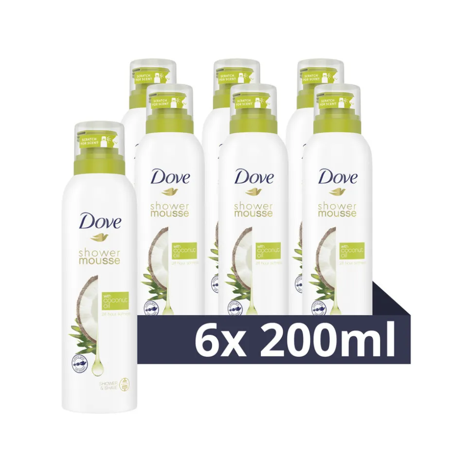 6x Dove Shower Foam Coconut Oil 200 ml