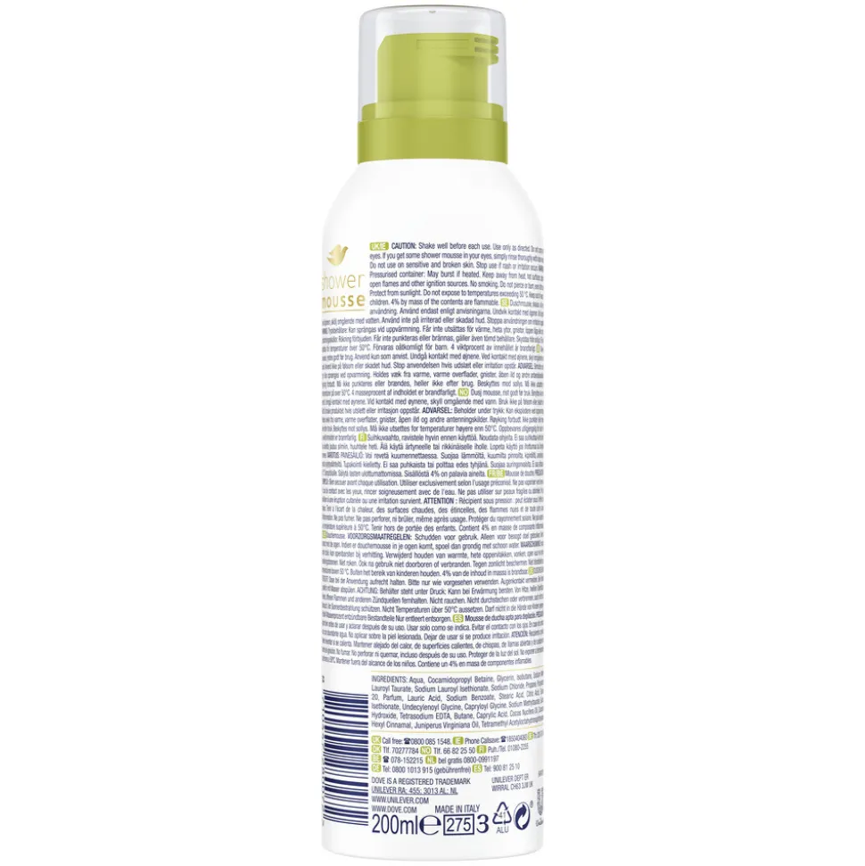 6x Dove Shower Foam Coconut Oil 200 ml