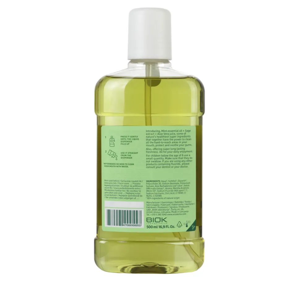 3x Ecodenta Mondwater Multifunctional Salie Aloë Vera & Muntolie 500 ml