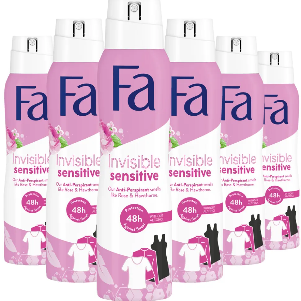 6x Fa Deodorant Spray Invisible Sensitive 150 ml