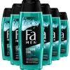 6x Fa Men Douchegel en Shampoo Extreme Cool 250 ml