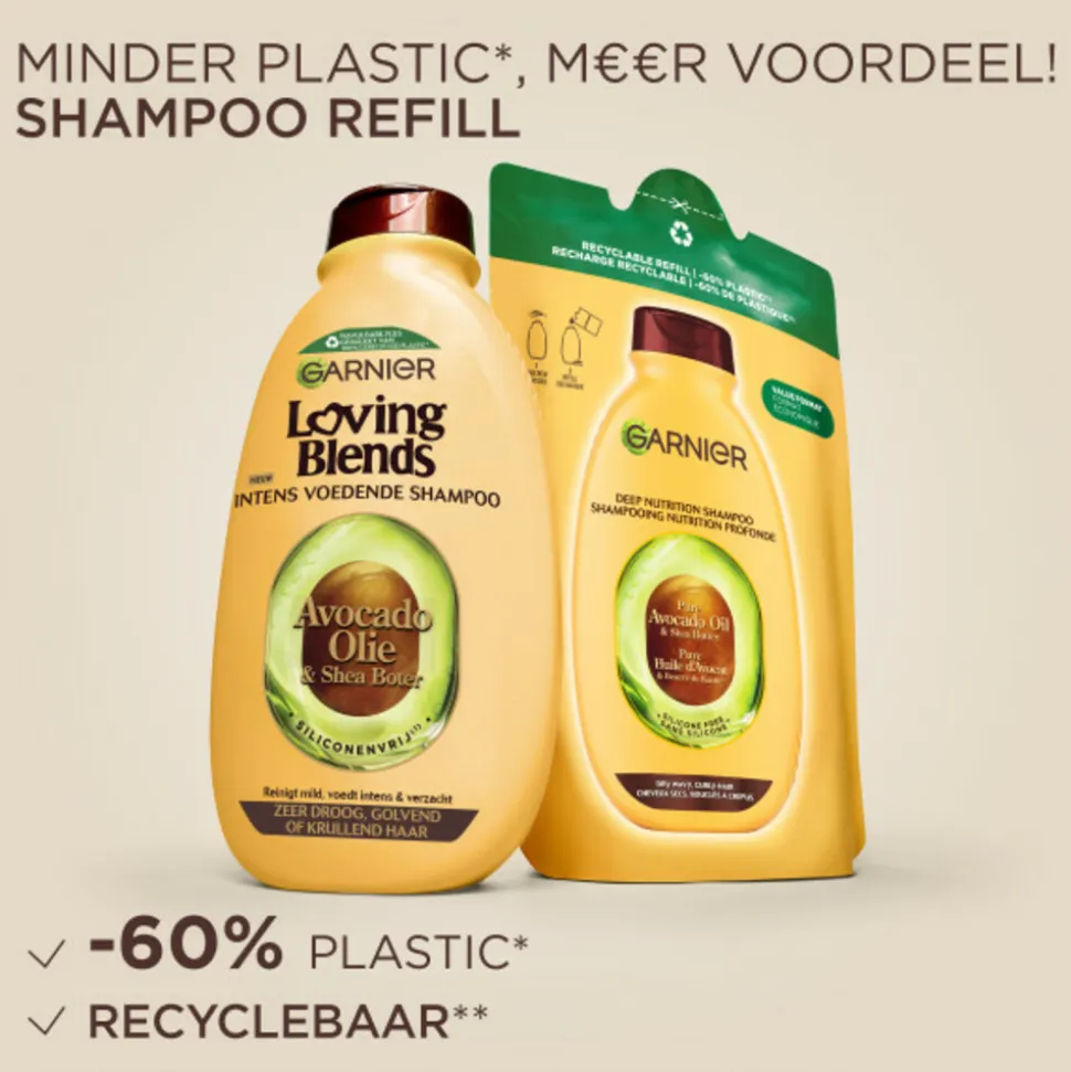 6x Garnier Loving Blends Avocado Olie en Shea Boter Shampoo Refill 250 ml