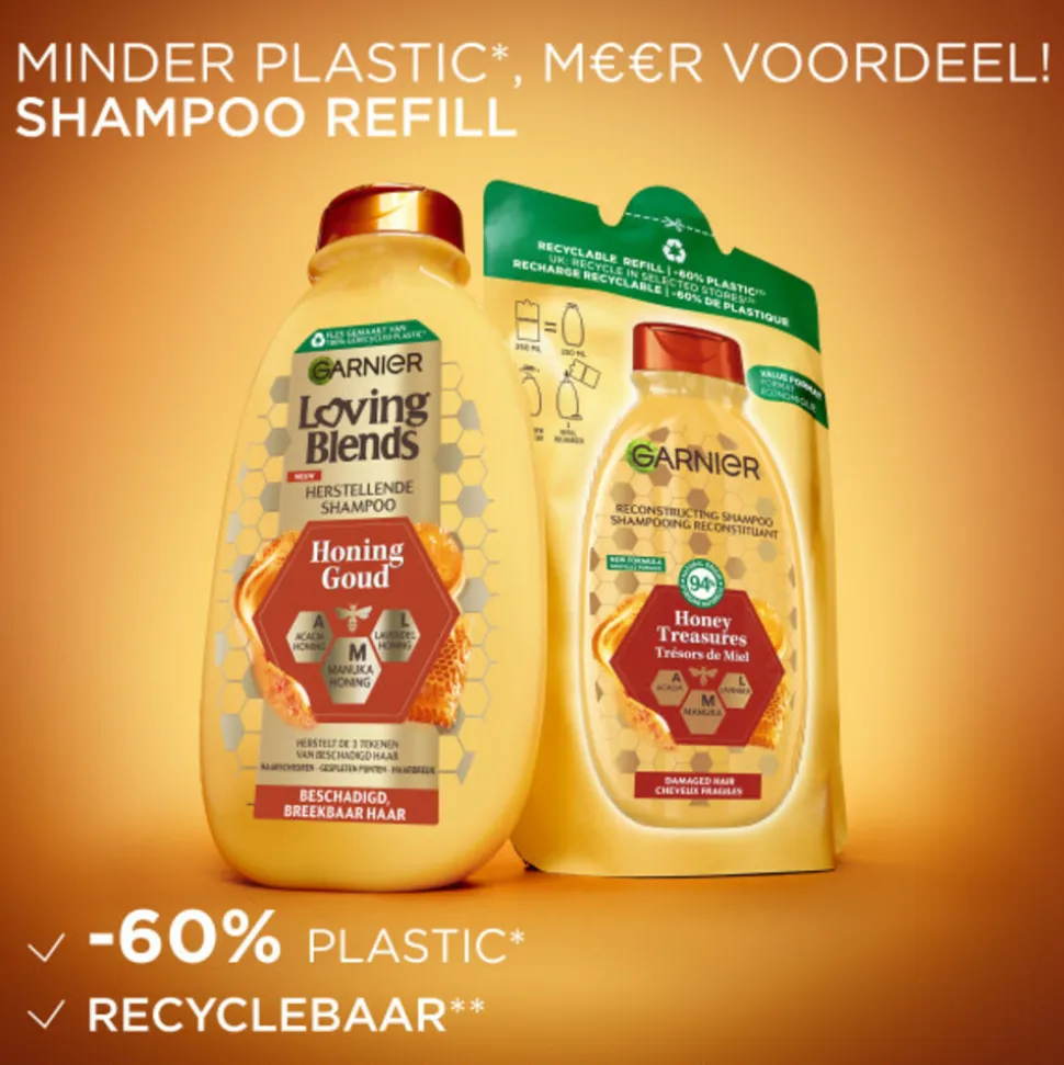 6x Garnier Loving Blends Honing Goud Shampoo Refill 250 ml