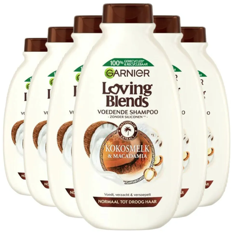 6x Garnier Loving Blends Kokosmelk en Macadamia Shampoo 300 ml
