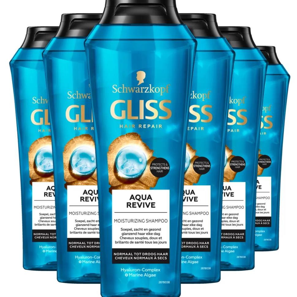 6x Gliss Aqua Revive Shampoo 250 ml