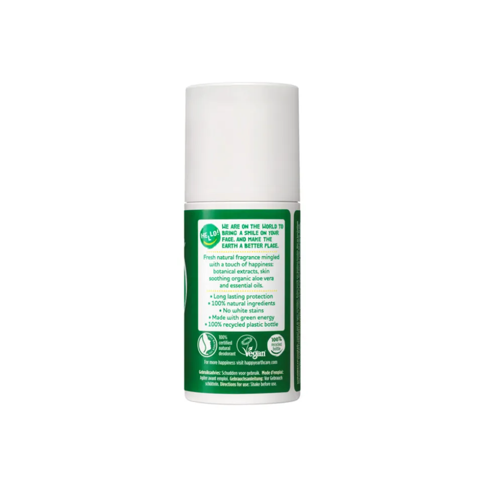 6x Happy Earth Deodorant Roll-On Bergamot Cedarwood 100% Natuurlijk 75 ml