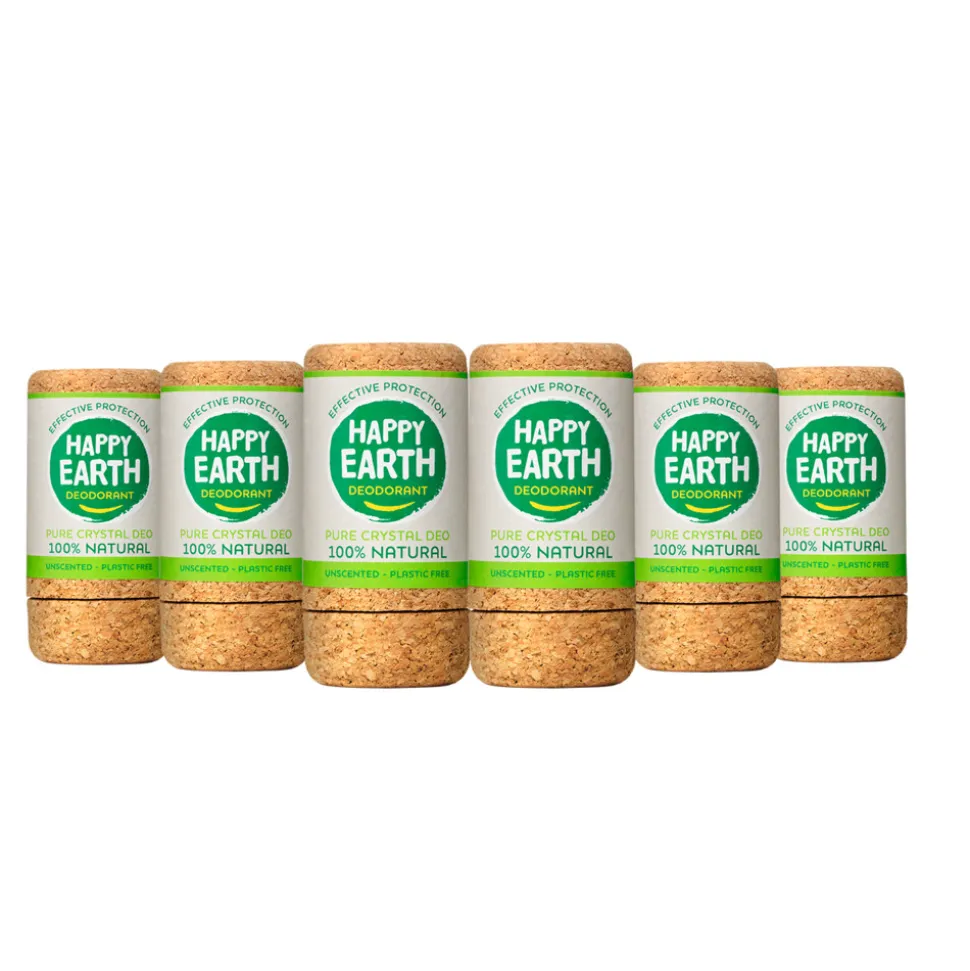 6x Happy Earth 100% Natuurlijke Crystal Deodorant Geurloos 90 gr