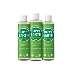 3x Happy Earth 100% Natuurlijke Deo Spray Navulling Cucumber Matcha 300 ml