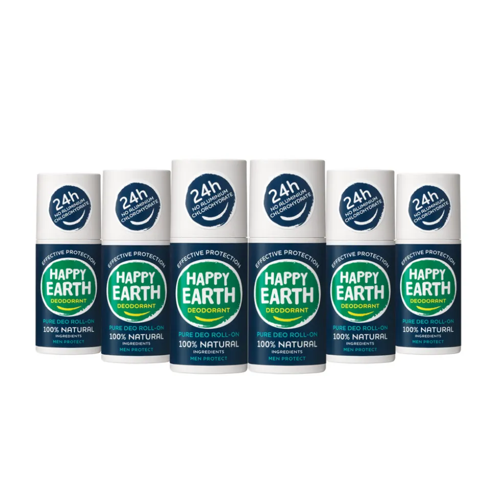 6x Happy Earth 100% Natuurlijke Deodorant Roller Lemon Sandelwood 75 ml