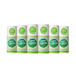 6x Happy Earth 100% Natuurlijke Deodorant Roller Unscented 75 ml