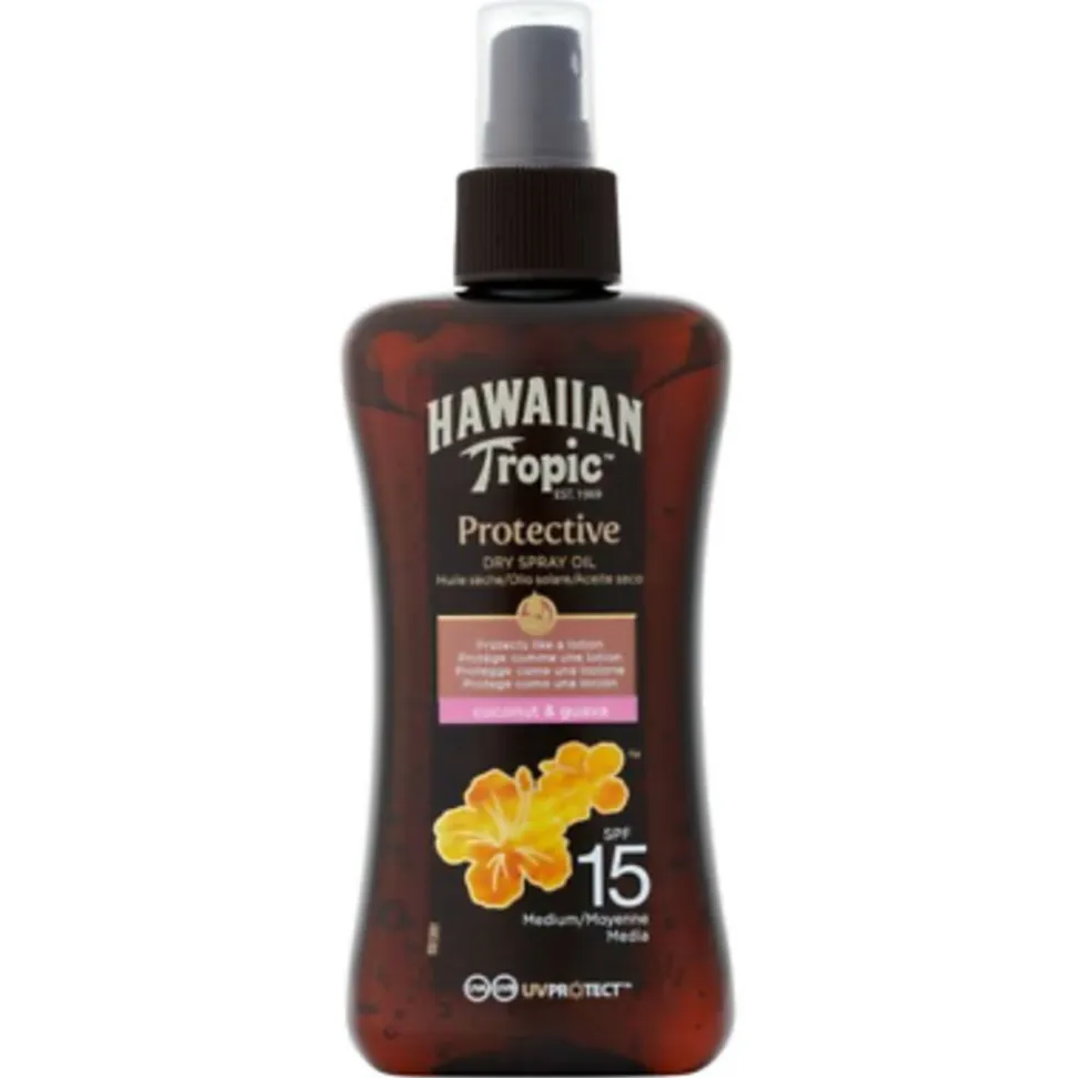 6x Hawaiian Tropic Zonnebrand Olie Spray Island Glow SPF15 200 ml