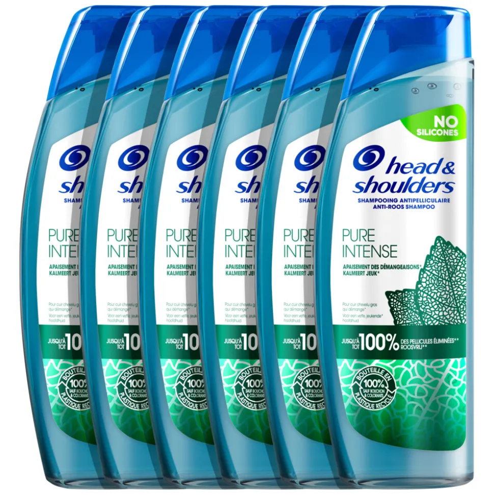 6x Head & Shoulders Shampoo Pure Intense Kalmeert Jeuk 250 ml
