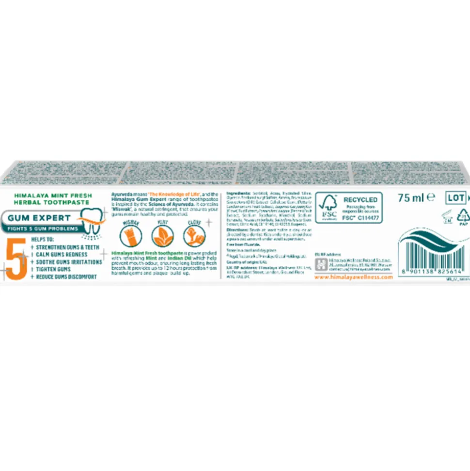 3x Himalaya Herbals Kruidentandpasta Mint Fresh 75 ml