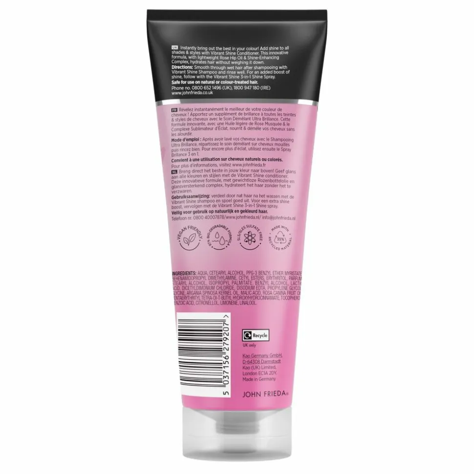 4x John Frieda Vibrant Shine Colour Conditioner 250 ml