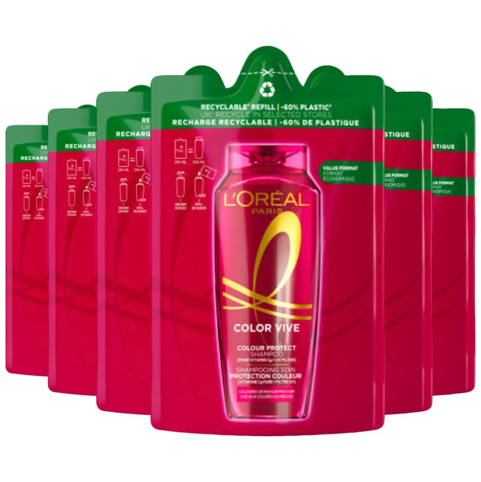 6x L'Oréal Elvive Color Vive Shampoo Refill 250 ml