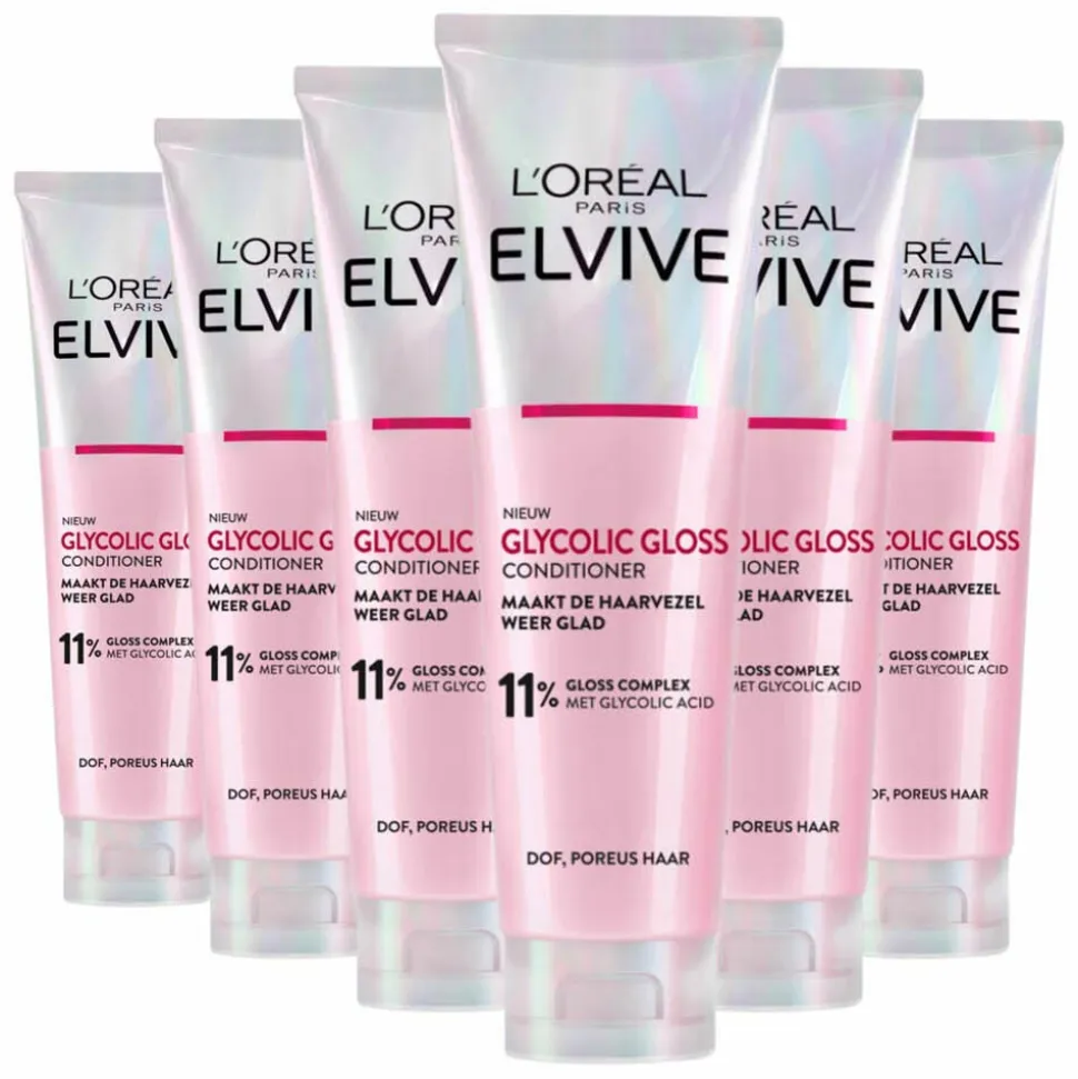 6x L'Oréal Elvive Glycolic Gloss Conditioner 150 ml