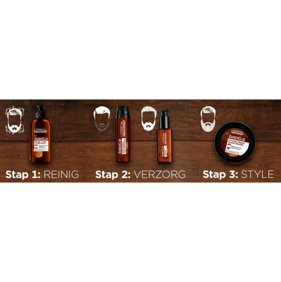 6x L'Oréal Men Expert BarberClub Baard Gezicht & Haar 3-in-1 Wash 200 ml