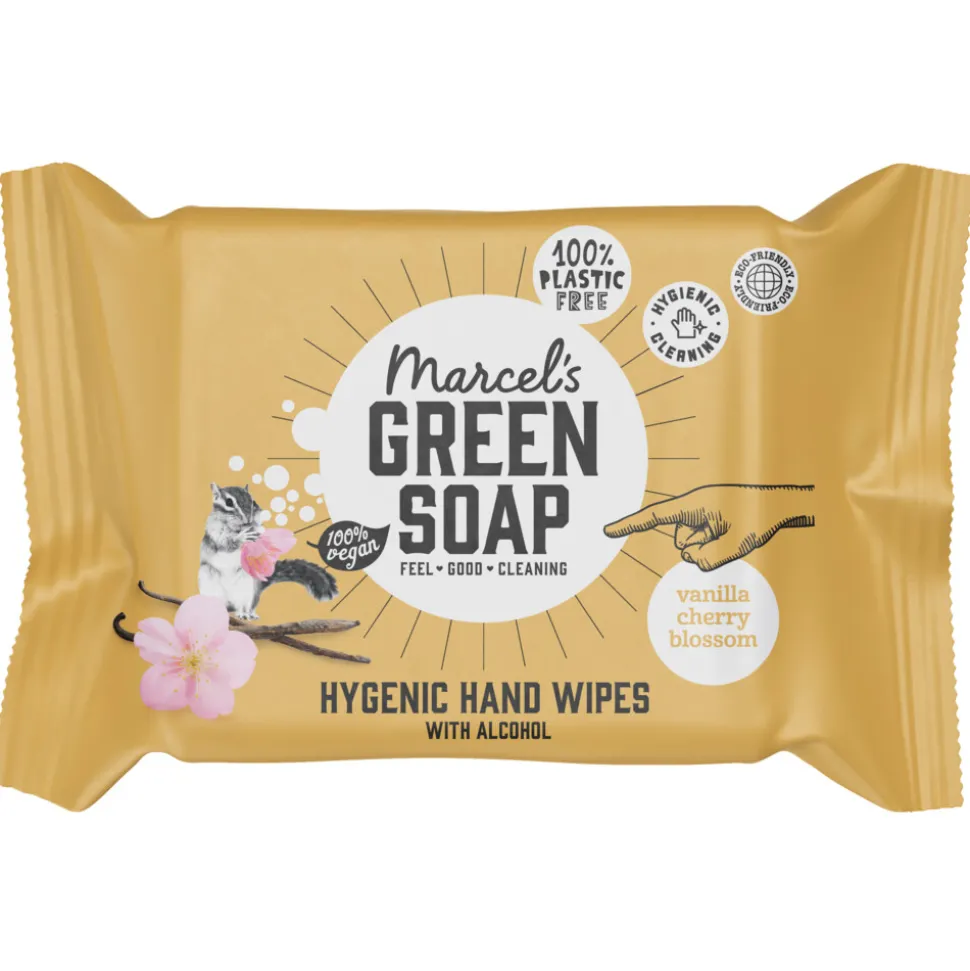 12x Marcel's Green Soap Hand doekjes Vanille en Kersenbloesem 15 stuks