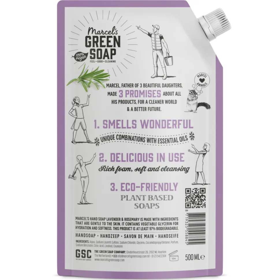 6x Marcel's Green Soap Handzeep Lavendel & Rozemarijn Navul Stazak 500 ml
