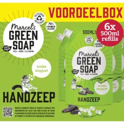 6x Marcel's Green Soap Handzeep Tonka & Muguet Navul Stazak 500 ml