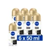 6x NIVEA Deodorant Roller Black & White Silky Smooth 50 ml