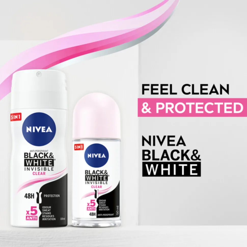 6x NIVEA Deodorant Spray Invisible For Black & White 100 ml
