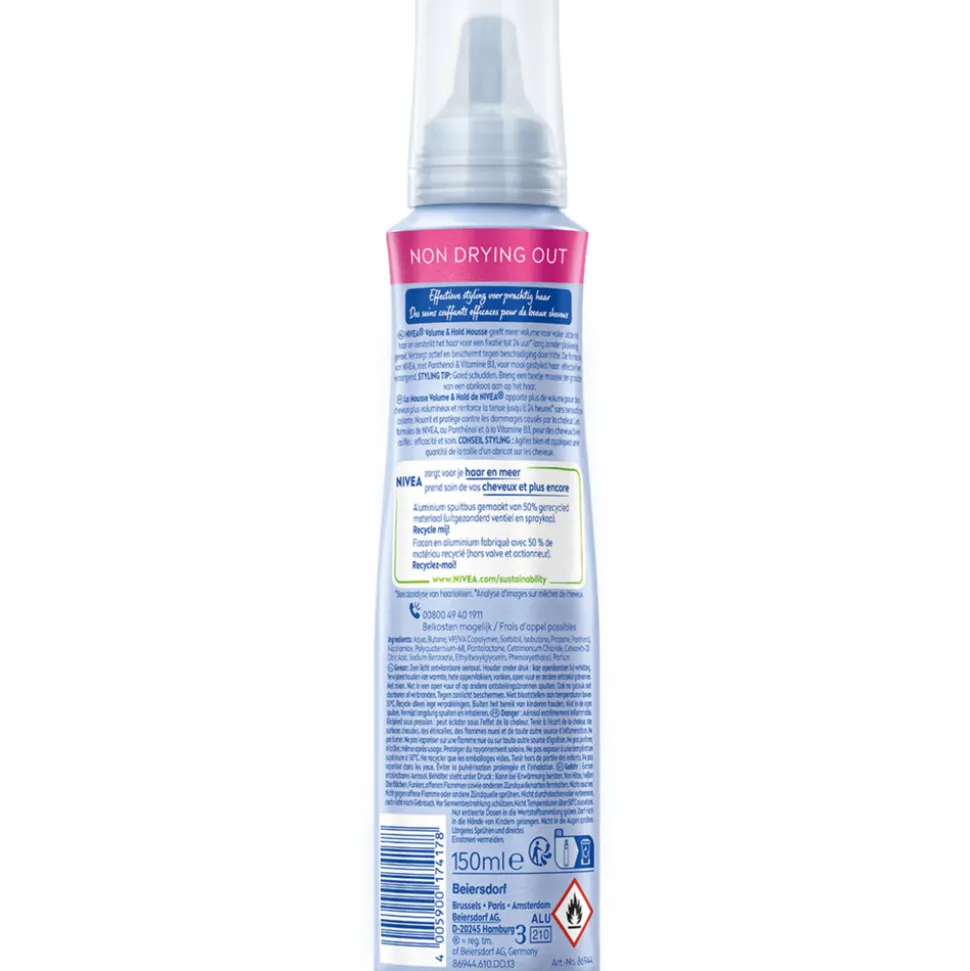6x NIVEA Haarmousse Volume Care 150 ml