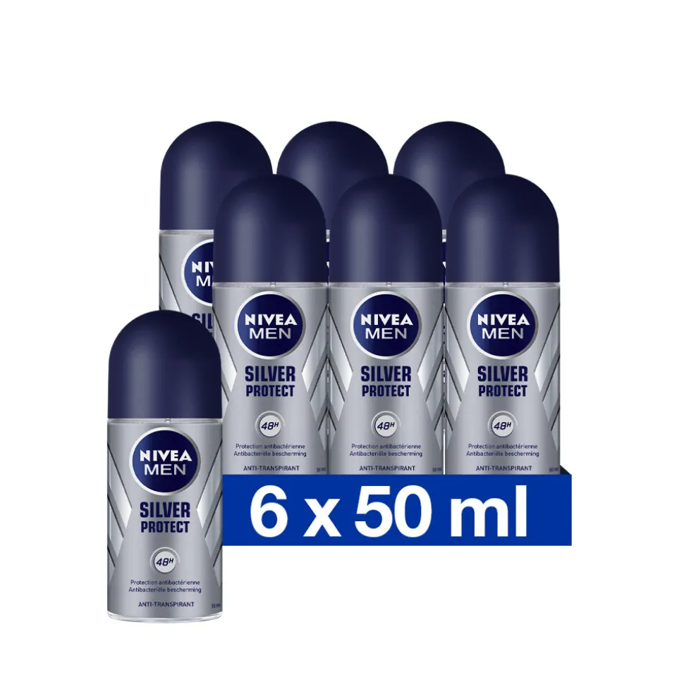 6x NIVEA Men Deodorant Roller Silver Protect Dynamic Power 50 ml
