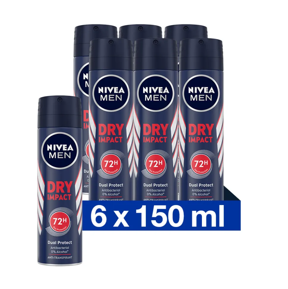 6x NIVEA Men Deodorant Spray Dry Impact 150 ml