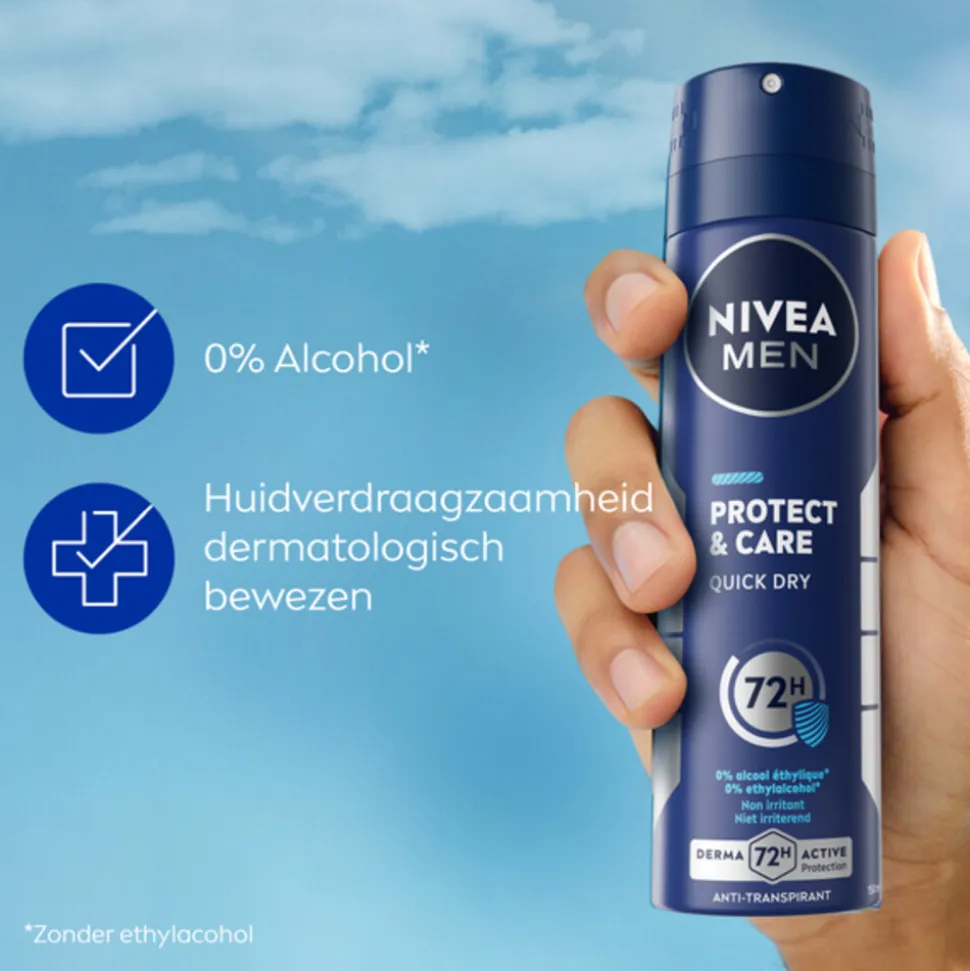 6x NIVEA Men Deodorant Spray Protect & Care 150 ml