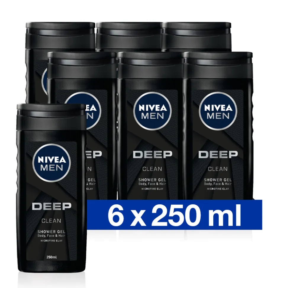 6x NIVEA Men Douchegel Deep Clean 250 ml