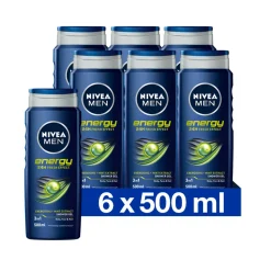 6x NIVEA Men Douchegel Energy 500 ml