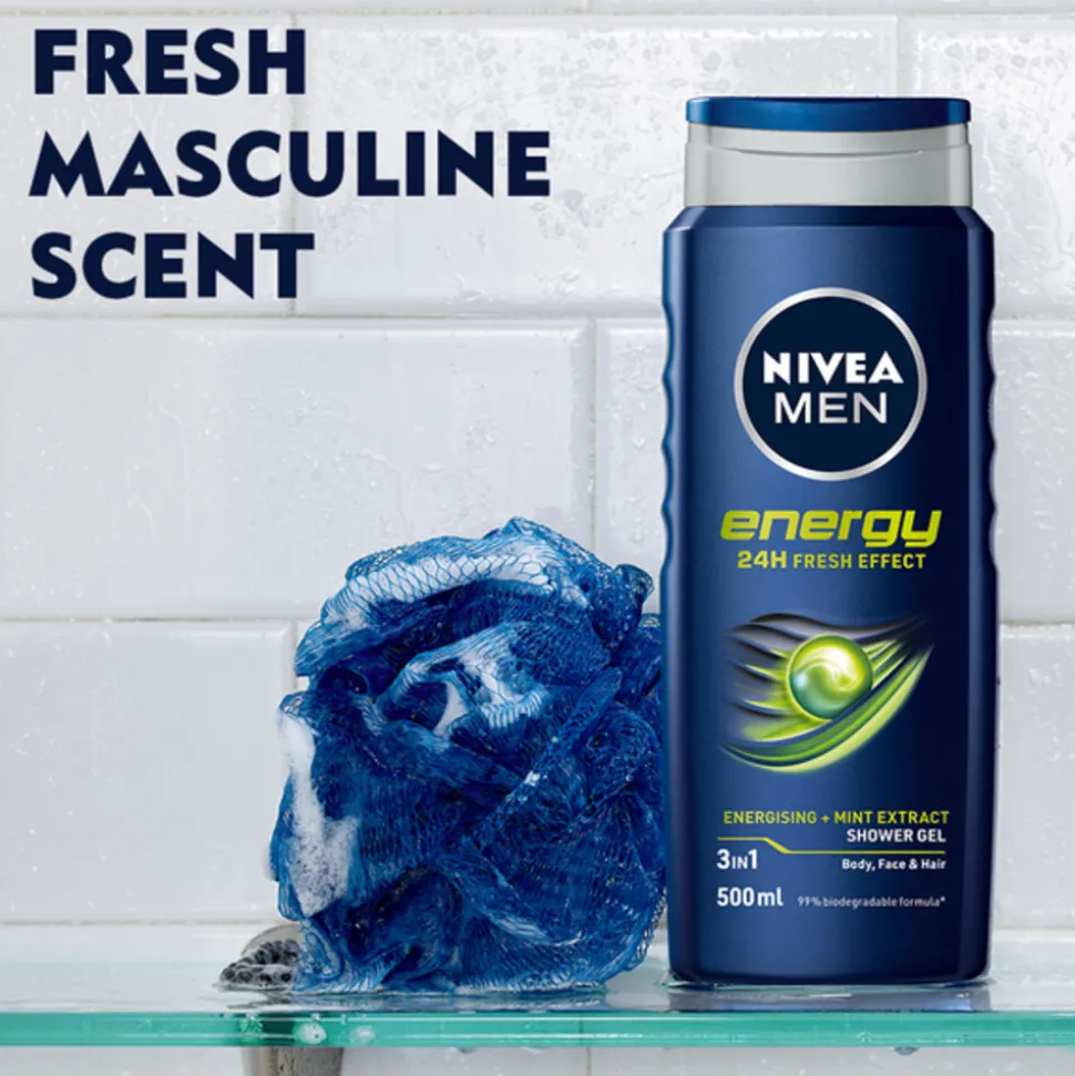 6x NIVEA Men Douchegel Energy 500 ml