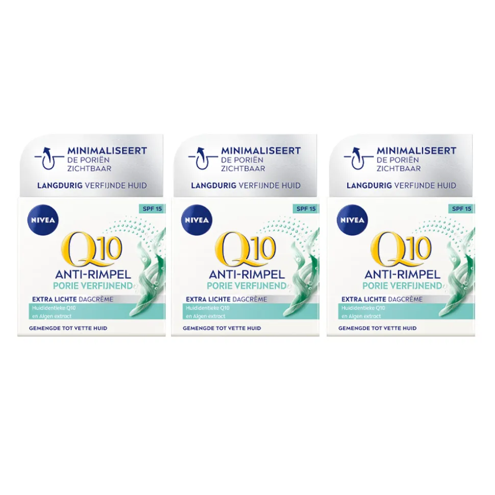3x NIVEA Q10 Dagcrème Anti-Rimpel Extra Licht SPF 15 50 ml