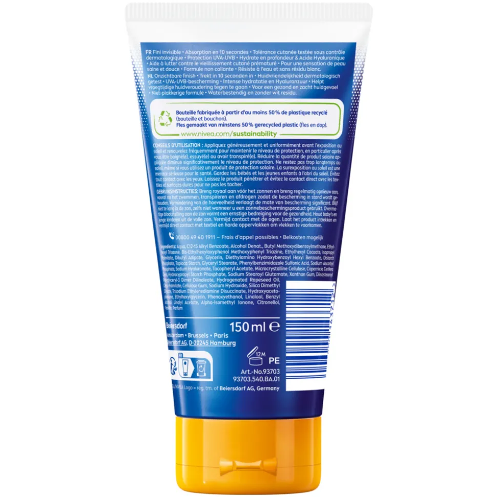 2x NIVEA Sun Protect & Hydrate Zonnecrème Invisible Finish SPF 50+ 150 ml
