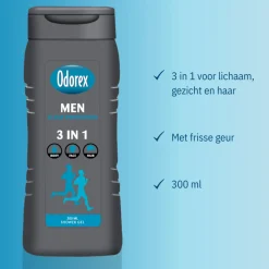 6x Odorex Douchegel For Men 3-in-1 Clean Protection 300 ml