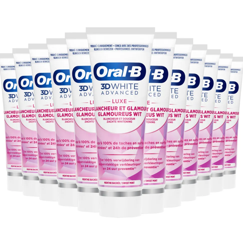 12x Oral-B Tandpasta 3DWhite Advanced Luxe Glamorous White 75 ml