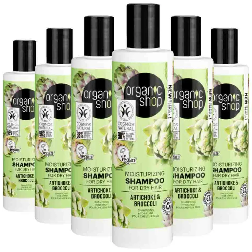 6x Organic Shop Shampoo Artichoke and Broccoli 280 ml