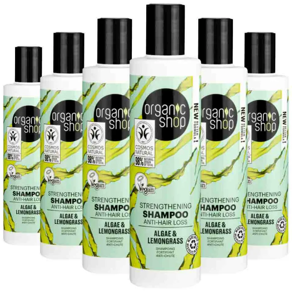 6x Organic Shop Strengthening Shampoo Anti-Hair Loss Algae and Lemongrass 280 ml
