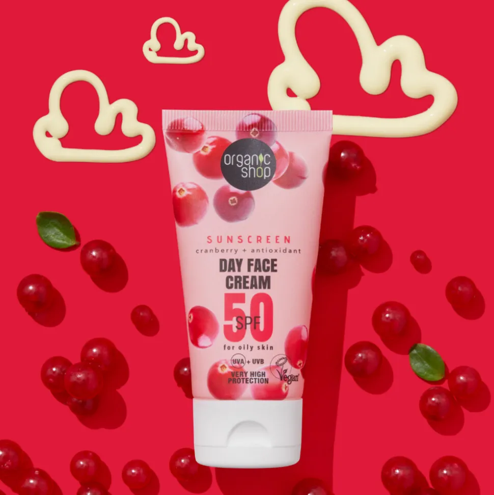 6x Organic Shop Zonnebrandcréme Gezicht SPF 50 Vette huid 50 ml