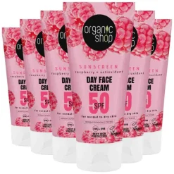 6x Organic Shop Zonnebrandcréme Gezicht SPF 50 Normale huid 50 ml