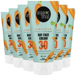6x Organic Shop Zonnebrandcréme Gezicht SPF 30 Normale huid 50 ml