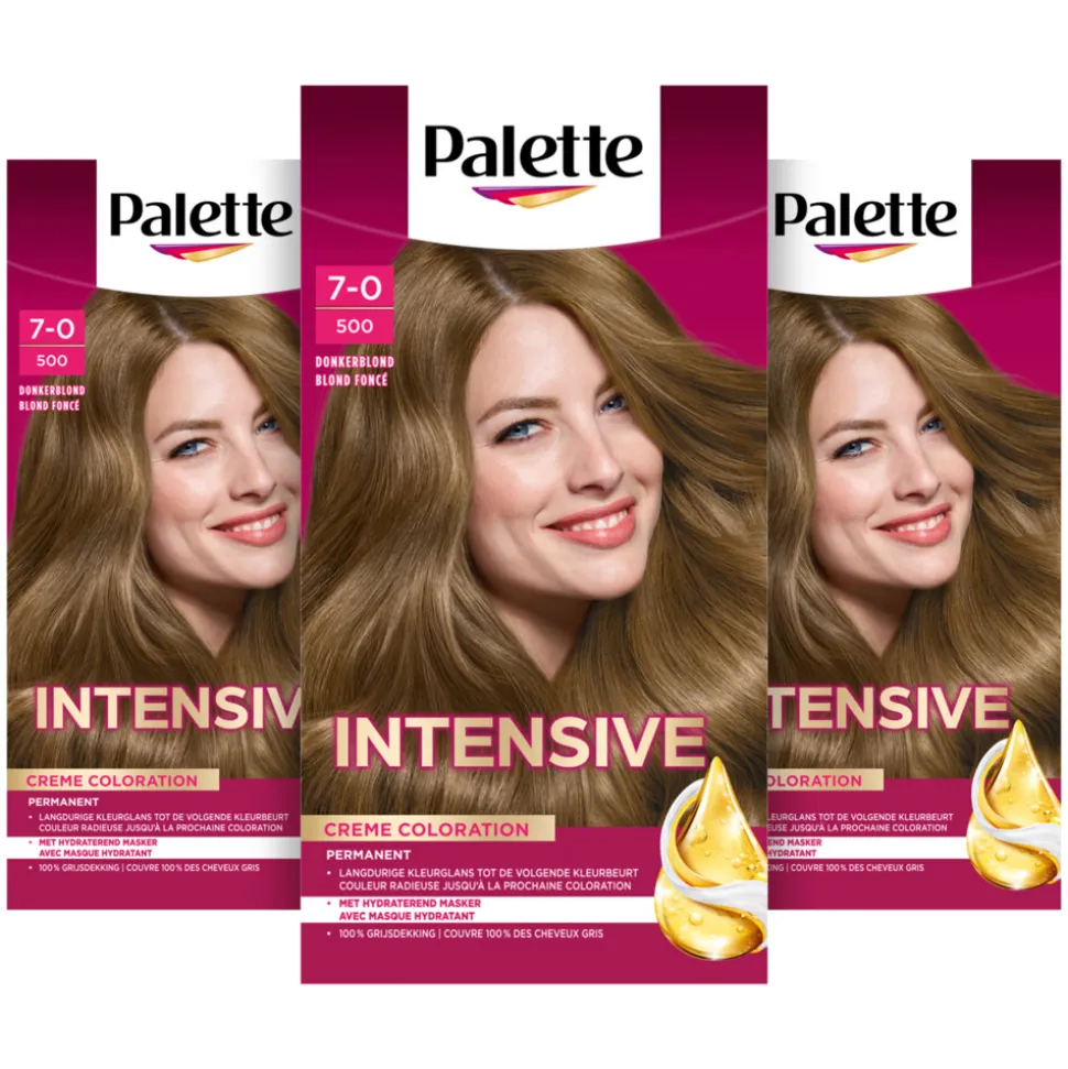 3x Palette Intensive Oil-Care Color Haarkleuring 500 Donkerblond